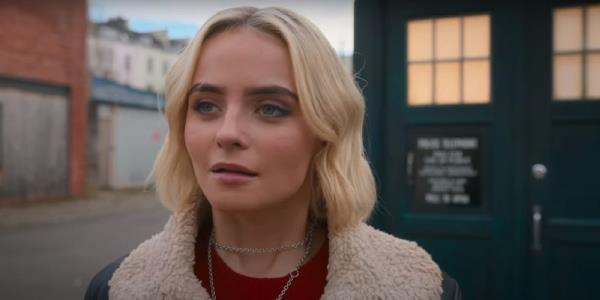 Doctor Who Millie Gibson as Ruby Sunday outside of the TARDIS