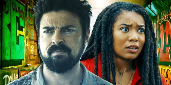 Karl Urban as Billy Butcher in The Boys and Jaz Sinclair as Marie Moreau in Gen V