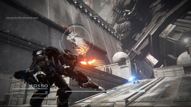 Playing fighting the PCA enemies Armored Core 6