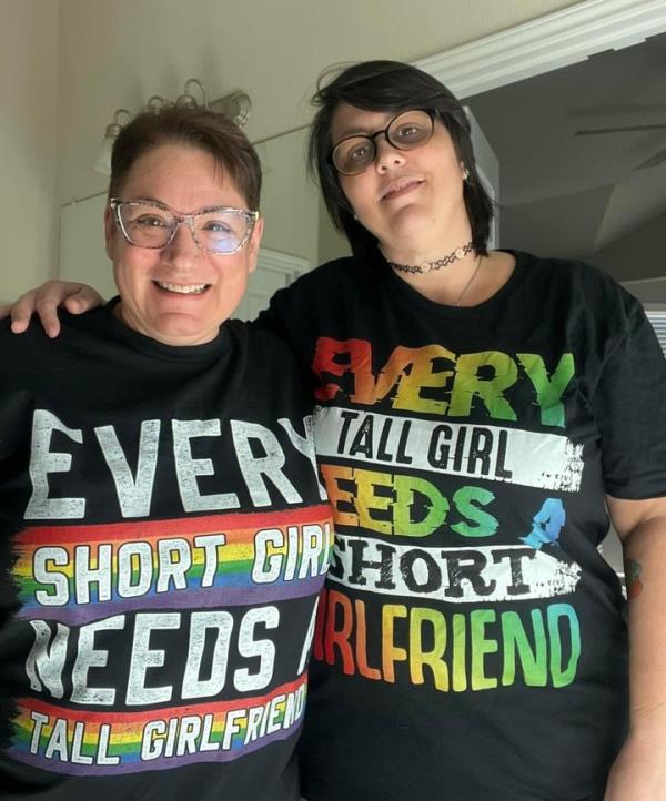 The author (left) with her girlfriend, Joy Jenkins. 