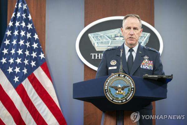 Pentagon Press Secretary Maj. Gen. Pat Ryder speaks during a press briefing at the Pentagon in Washington on April 18, 2024 in this photo released by the Associated Press. (Yonhap)