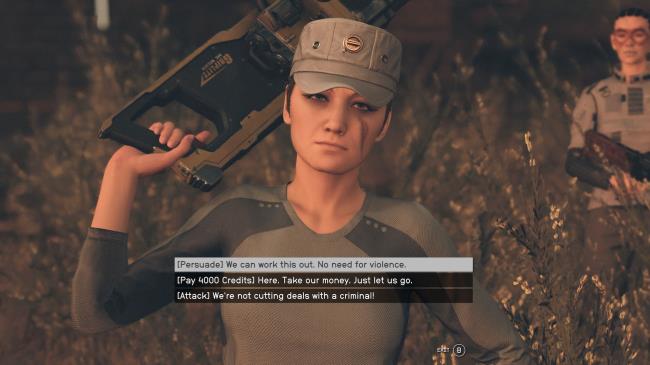 Shaw, the leader of the Shaw Gang, with dialogue options.