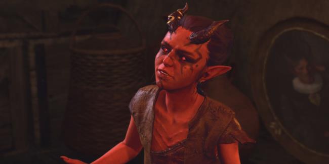 Baldur's Gate 3 - Mol the tiefling child in the Guild Hall