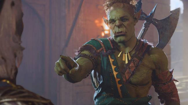 Baldur's Gate 3 - Half-orc guard stopping the player