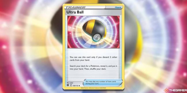 Ultra Ball from the Pokemon TCG, with blurred background