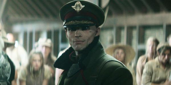 Ed Skrein looking smug as Admiral Atticus Noble in Rebel Moon: Part One - A Child of Fire