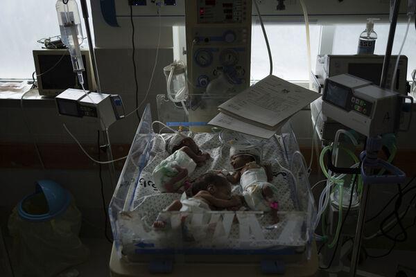 Premature babies are prepared for transport to Egypt after they were evacuated from Shifa Hospital in Gaza City to a hospital in Rafah, Gaza Strip, Monday, Nov. 20, 2023. Picture: AP Photo/Fatima Shbair