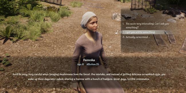 player speaking to love interest