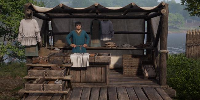 villager standing at shop stall
