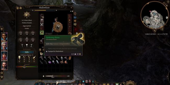 Baldurs Gate 3 spiderstep boots on shadowheart