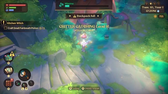 a farmer leveling up in critter catching fae farm critters