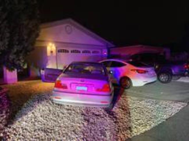 A silver BMW crashed into a parked car in the 900 block of S. McDowell Boulevard, Sunday, Sept. 10, 2023. (Petaluma Police Department)