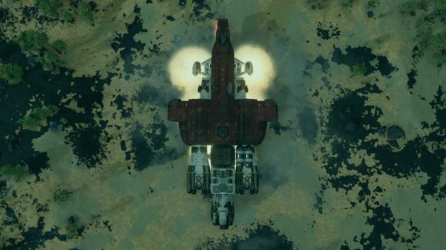 Starfield Birds Eye View Of Ship On Planet