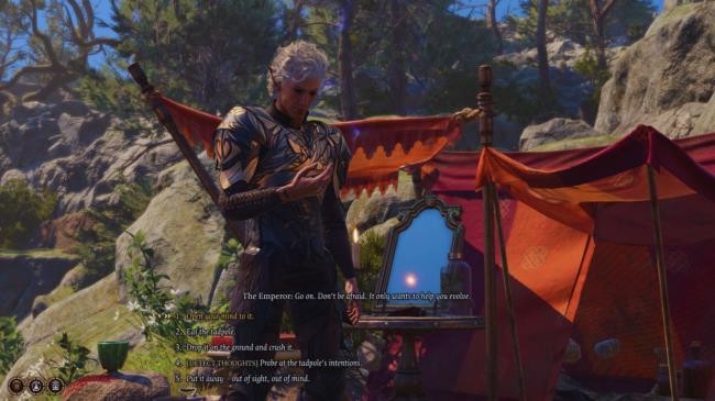 Baldur's Gate 3 - Astarion holding the Astral Tadpole