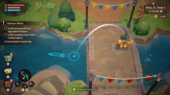 a farmer casting off into the river fae farm fishing