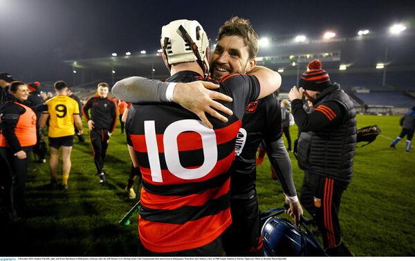 Stephen O'Keeffe, right, and Dessie Hutchinson of Ballygunner celebrate. Photo by Brendan Moran/Sportsfile